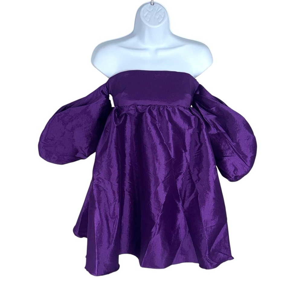Kika Vargas Purple Off the Shoulder Gitta Formal Mini Dress NWT Size XS - Picture 4 of 7